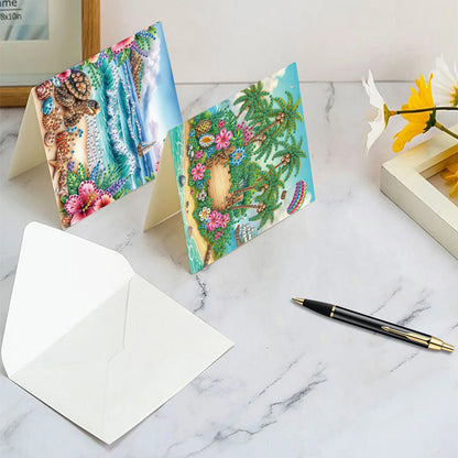 6pcs Seaside DIY Diamond Art Greeting Cards Thank You Cards and Holiday Blessing