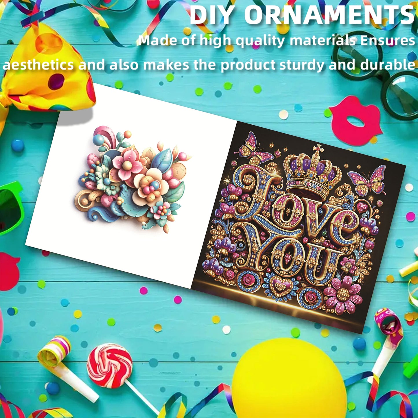 6pcs Word DIY Diamond Art Greeting Cards Thank You Cards and Holiday Blessings