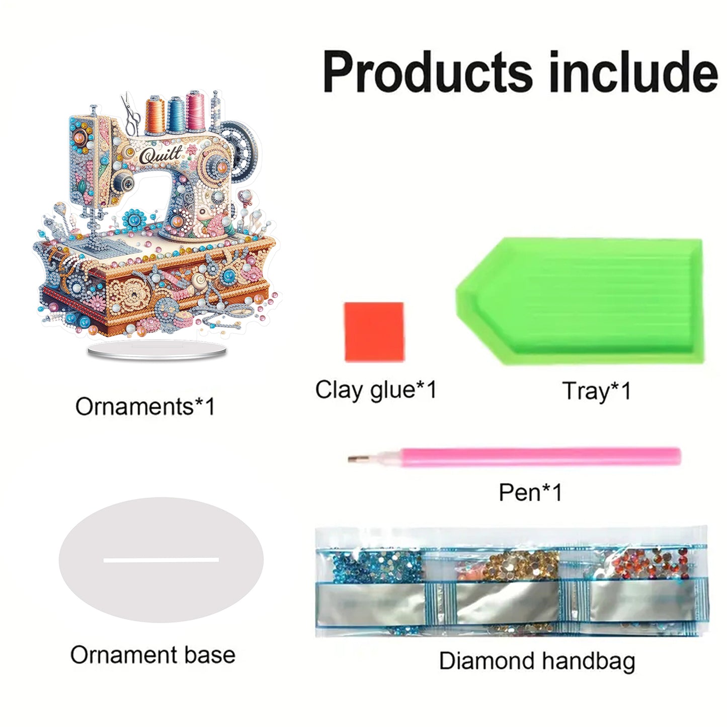 2D Flat Acrylic Stitch Machine DIY Desktop Diamond Art Kits for Adults Beginner