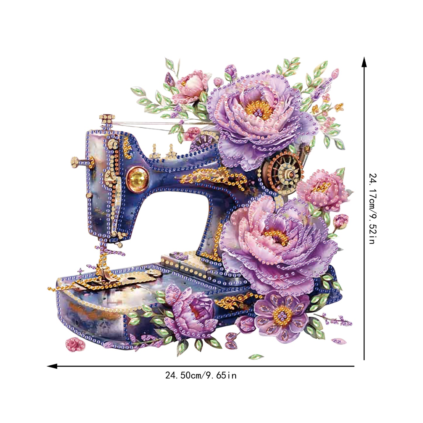 2D Flat Acrylic Stitch Machine Flower DIY Desktop Diamond Art Kits for Adults