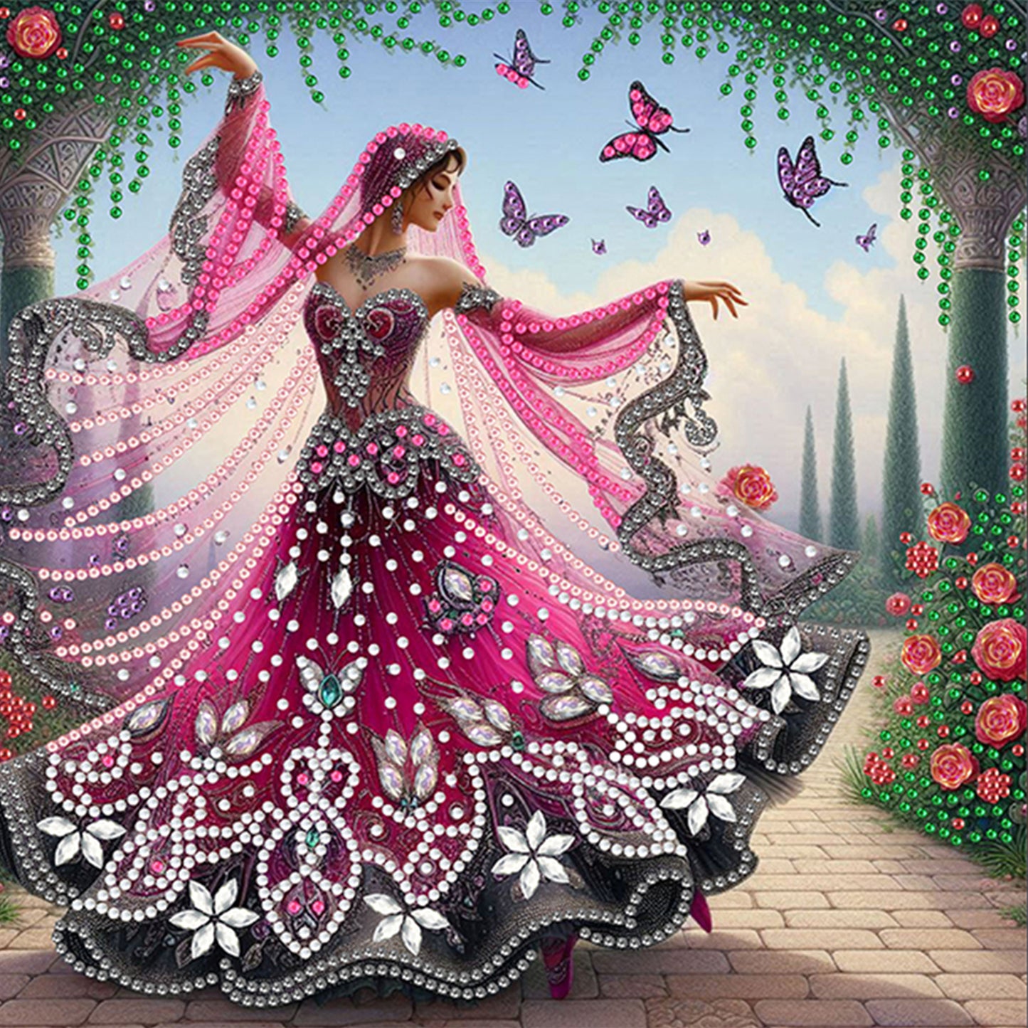 Dancing Beauty - Special Shaped Drill Diamond Painting 30*30CM