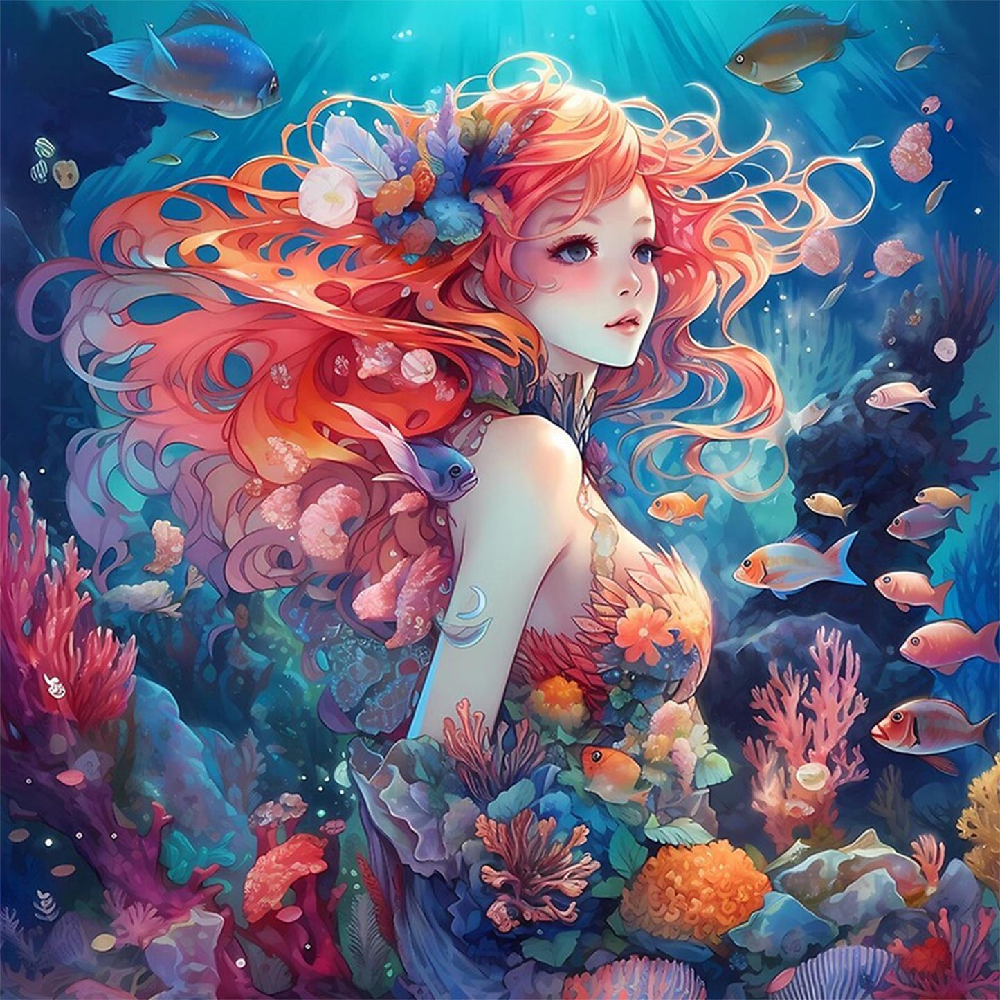 Underwater Beauty - Partial AB Round Drill Diamond Painting 40*40CM