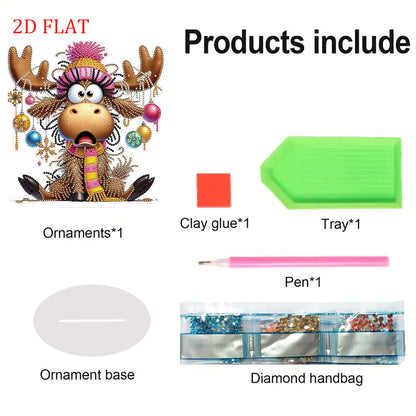 2D Flat Deer Horn Calf Print DIY Double-Sided Desktop Diamond Art Kits for Home