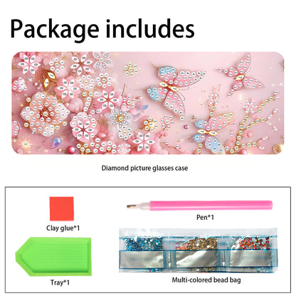 PU 5D Diamond Painting Sunglasses Storage Box Art Craft Glasses Case (Butterfly)