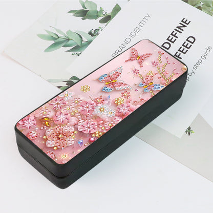 PU 5D Diamond Painting Sunglasses Storage Box Art Craft Glasses Case (Butterfly)