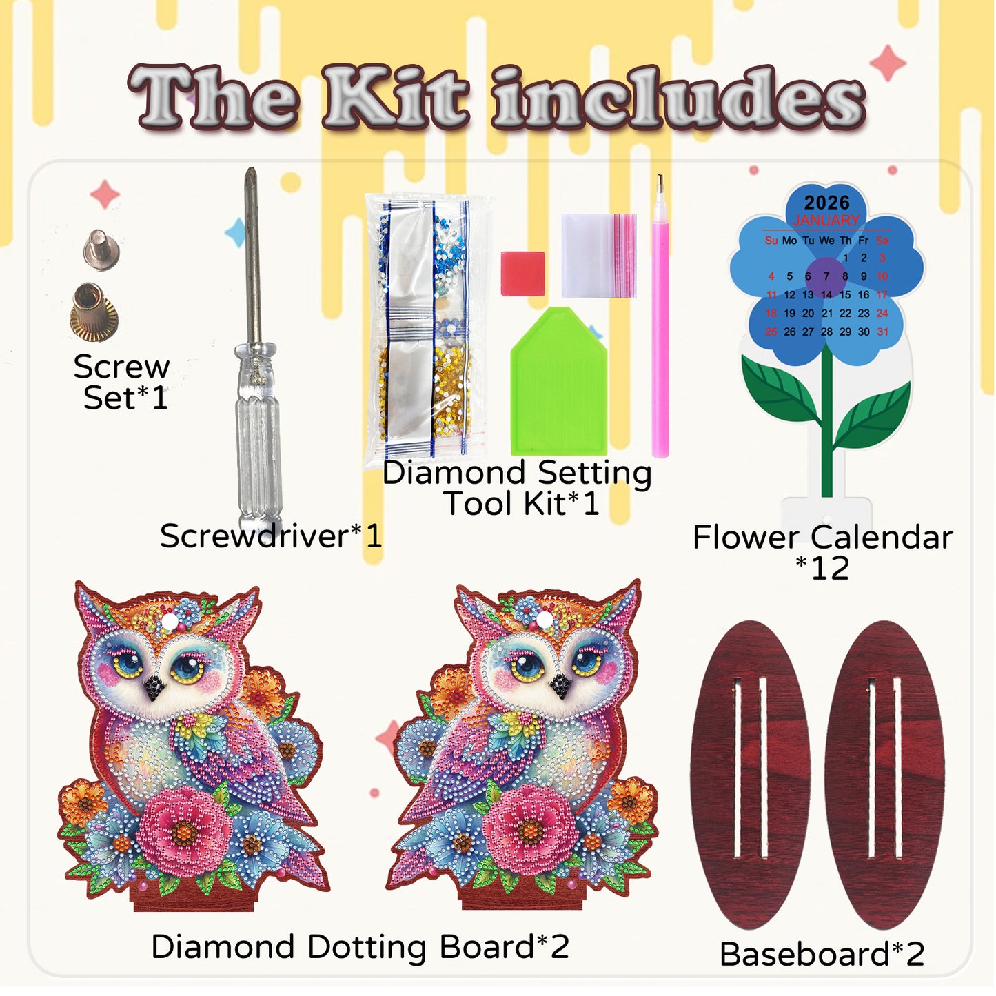 2026 Calendar DIY Diamond Painting Kit Wooden Diamond Painting Calendar