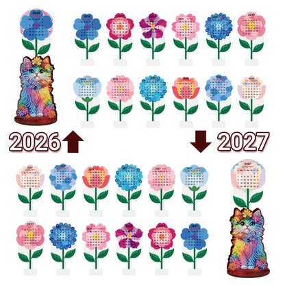 2026 Calendar DIY Diamond Painting Kit Cat Wooden Diamond Painting Calendar