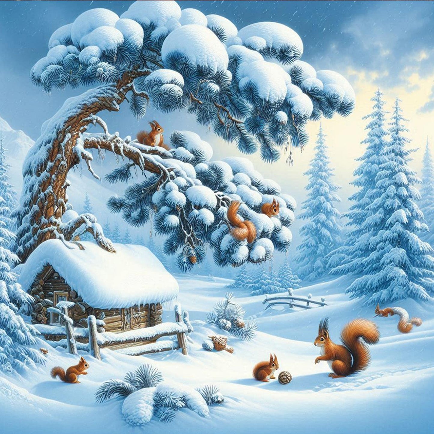 Snow Scene - Full Round Drill Diamond Painting 40*40CM