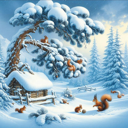 Snow Scene - Full Round Drill Diamond Painting 40*40CM