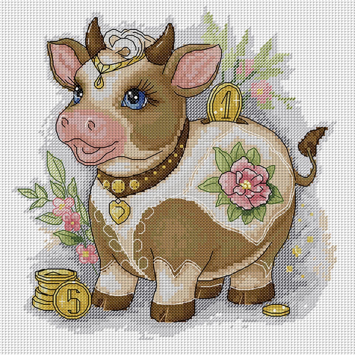 Lucky Ox - 14CT Stamped Cross Stitch 29*29CM(Joy Sunday)