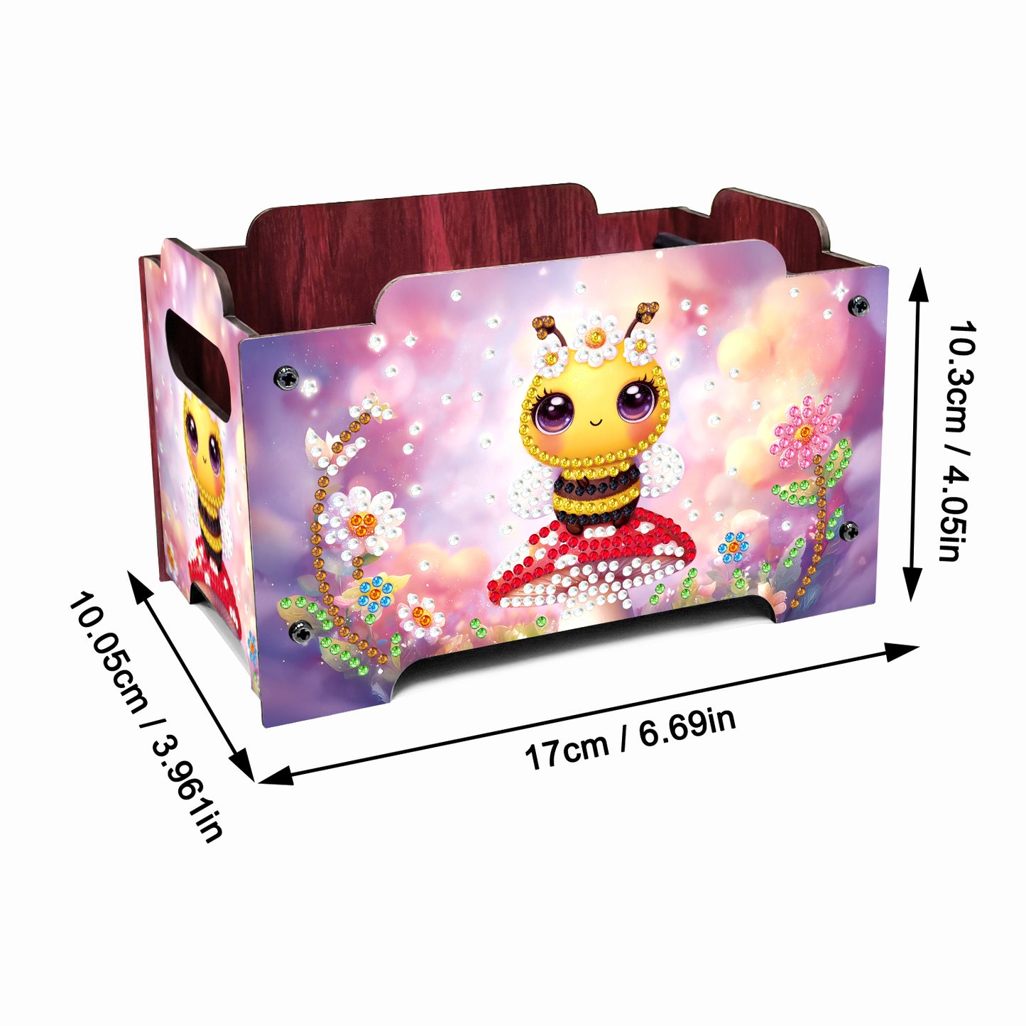 5D DIY Diamond Painting Art Decorative Storage Box Wood Storage Clutch (Bee)