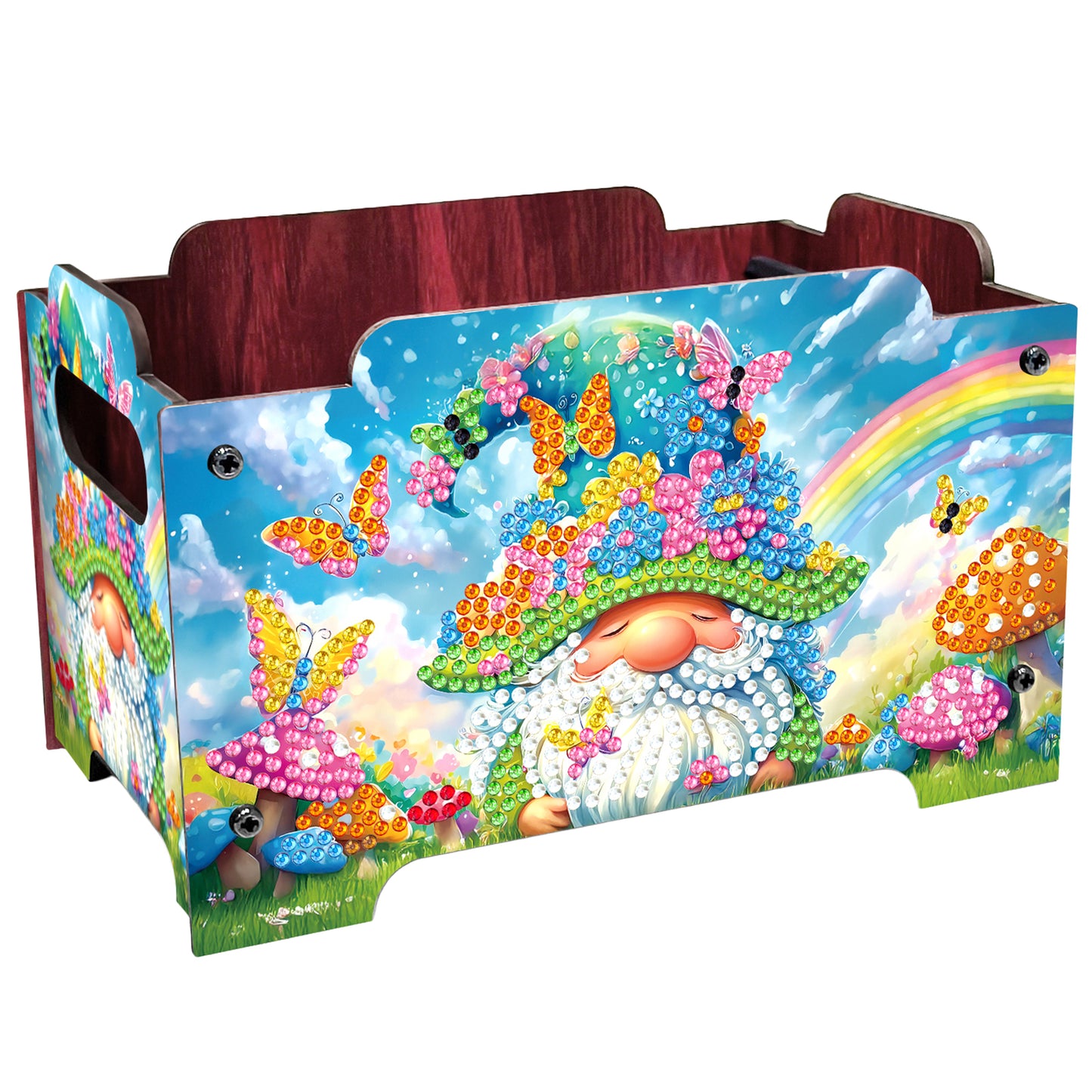 5D DIY Diamond Painting Art Decorative Storage Box Wood Storage Clutch (Gnome)