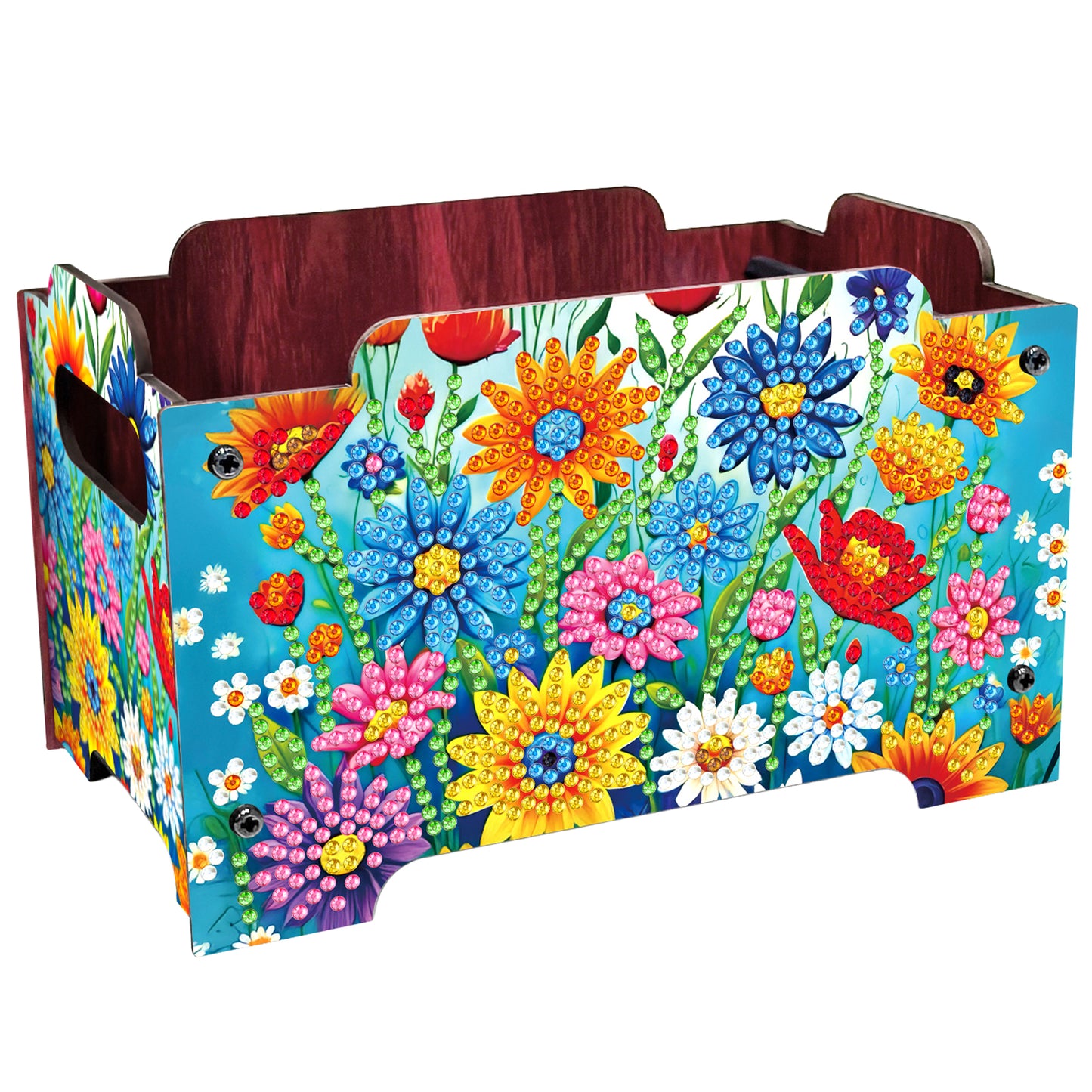 5D DIY Diamond Painting Art Decorative Storage Box Wood Storage Clutch (Flower)