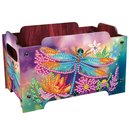 5D DIY Diamond Painting Decorative Storage Box Wood Storage Clutch (Dragonfly)