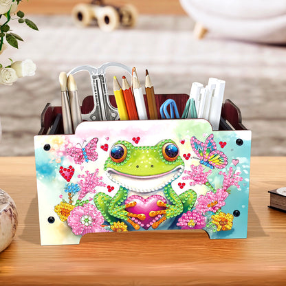 5D DIY Diamond Painting Art Decorative Storage Box Wood Storage Clutch (Frog)