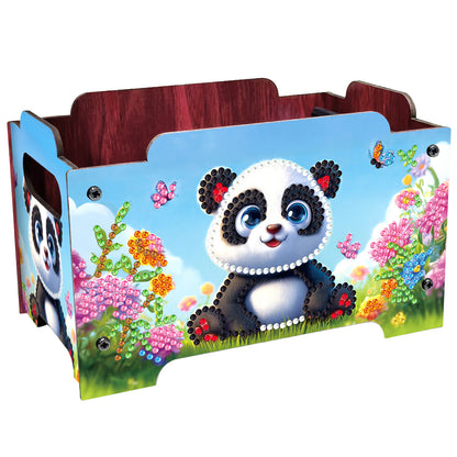 5D DIY Diamond Painting Art Decorative Storage Box Wood Storage Clutch (Panda)