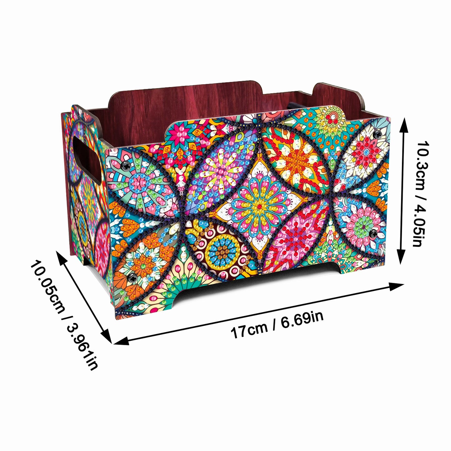 5D DIY Diamond Painting Art Decorative Storage Box Wood Storage Clutch (Flower)