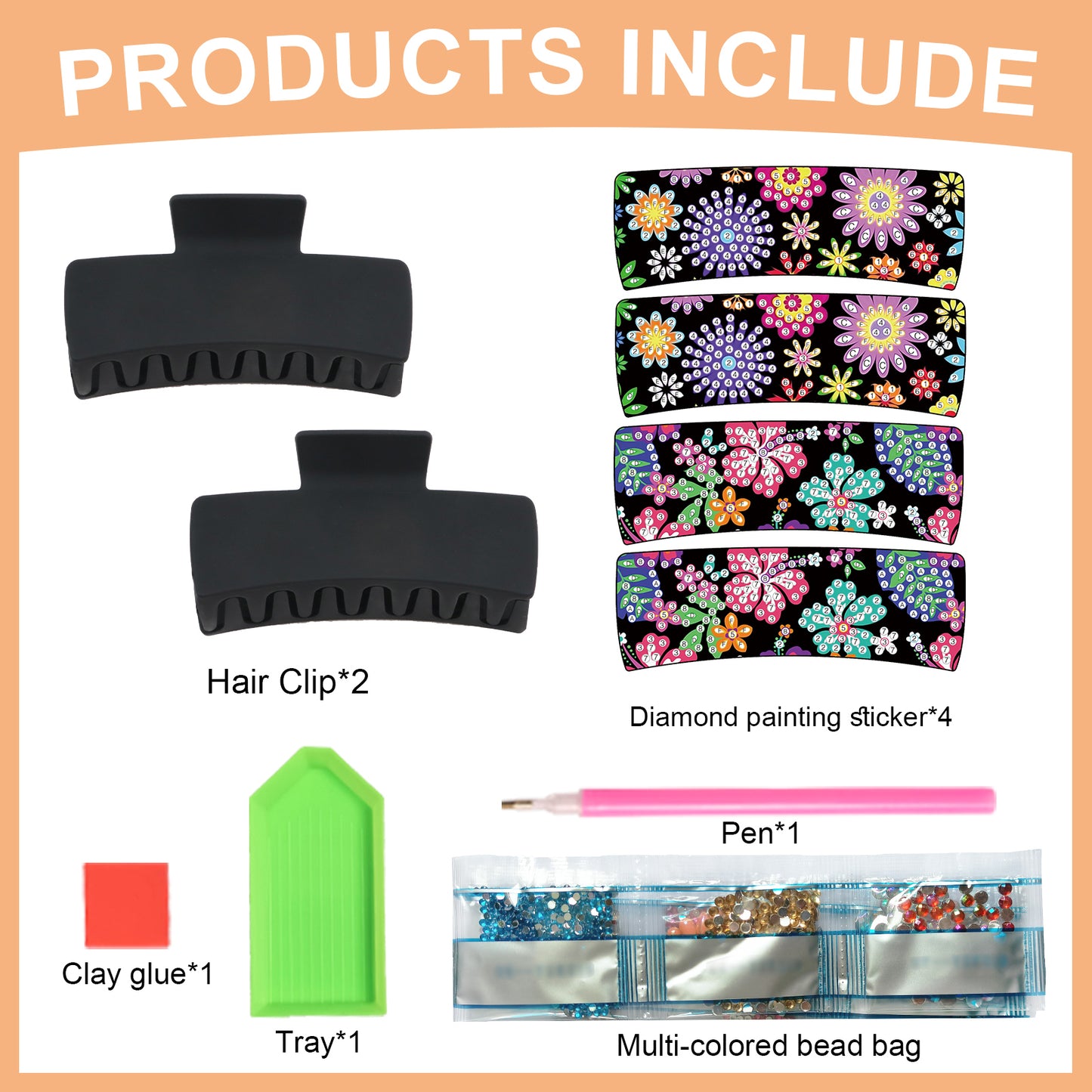 2Pcs Flowers DIY Diamond Hair Claw Clips Making Kit for Women Ladies   Girls