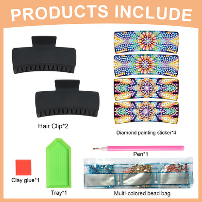 2PcsMandala DIY Diamond Hair Claw Clips Making Kit for Women Ladies   Girls