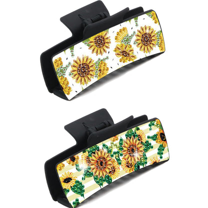 2Pcs Sunflower DIY Diamond Hair Claw Clips Making Kit for Women Ladies   Girls