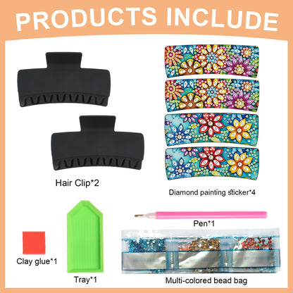 2Pcs Flowers DIY Diamond Hair Claw Clips Making Kit for Women Ladies   Girls