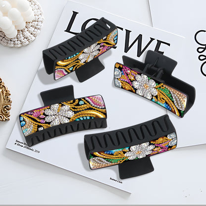 2Pcs Flowers DIY Diamond Hair Claw Clips Making Kit for Women Ladies   Girls