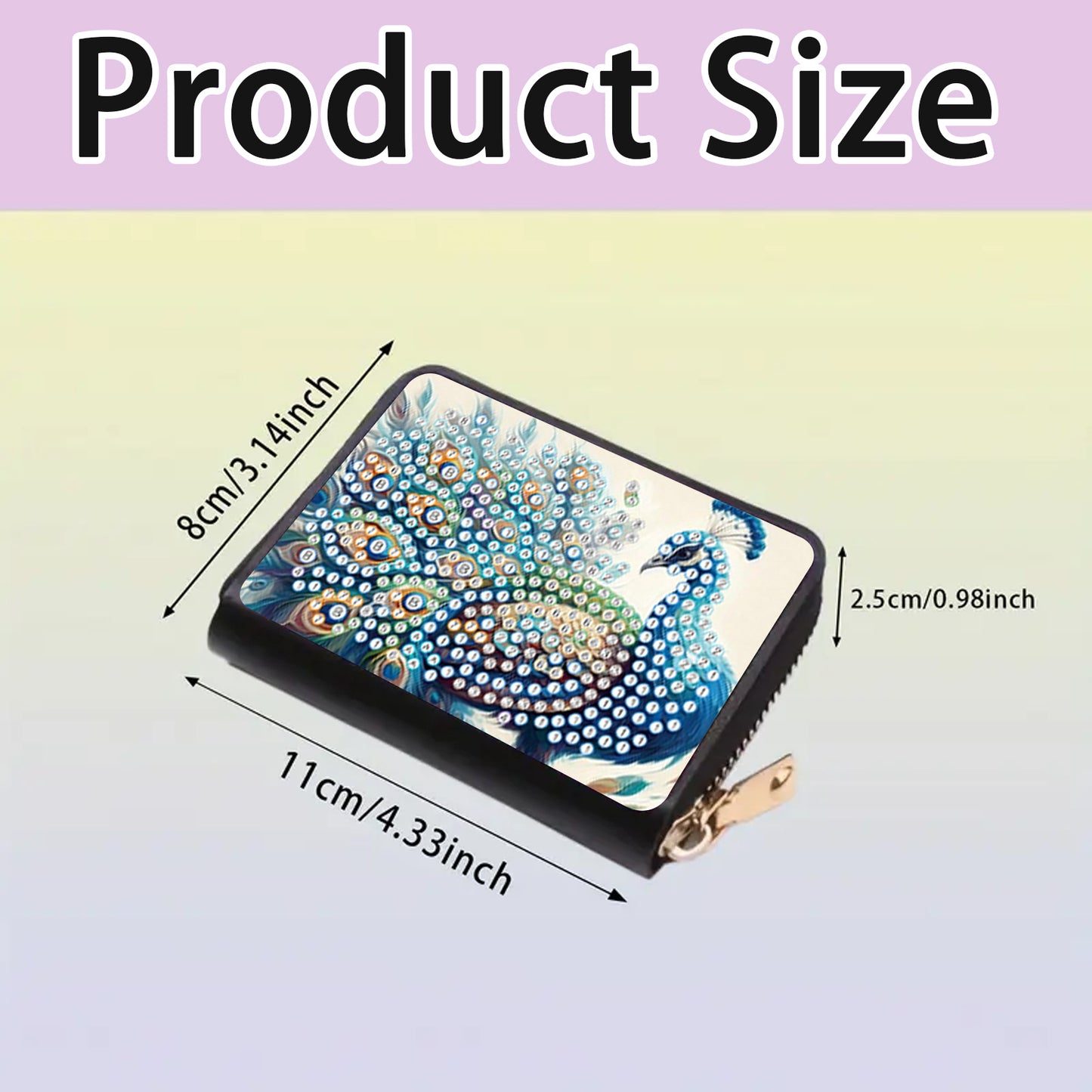 2pcs Peacock Pattern Diamond Painting Fashion Card Holder Compact Coin Purse