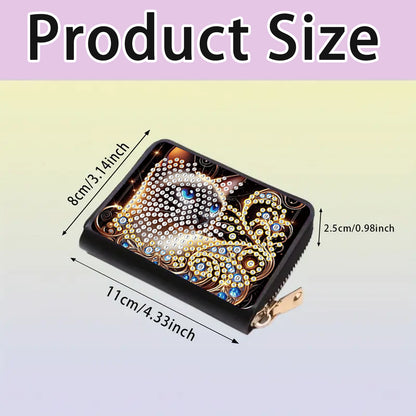 2pcs Cat Pattern Diamond Painting Fashion Card Holder Compact Coin Purse
