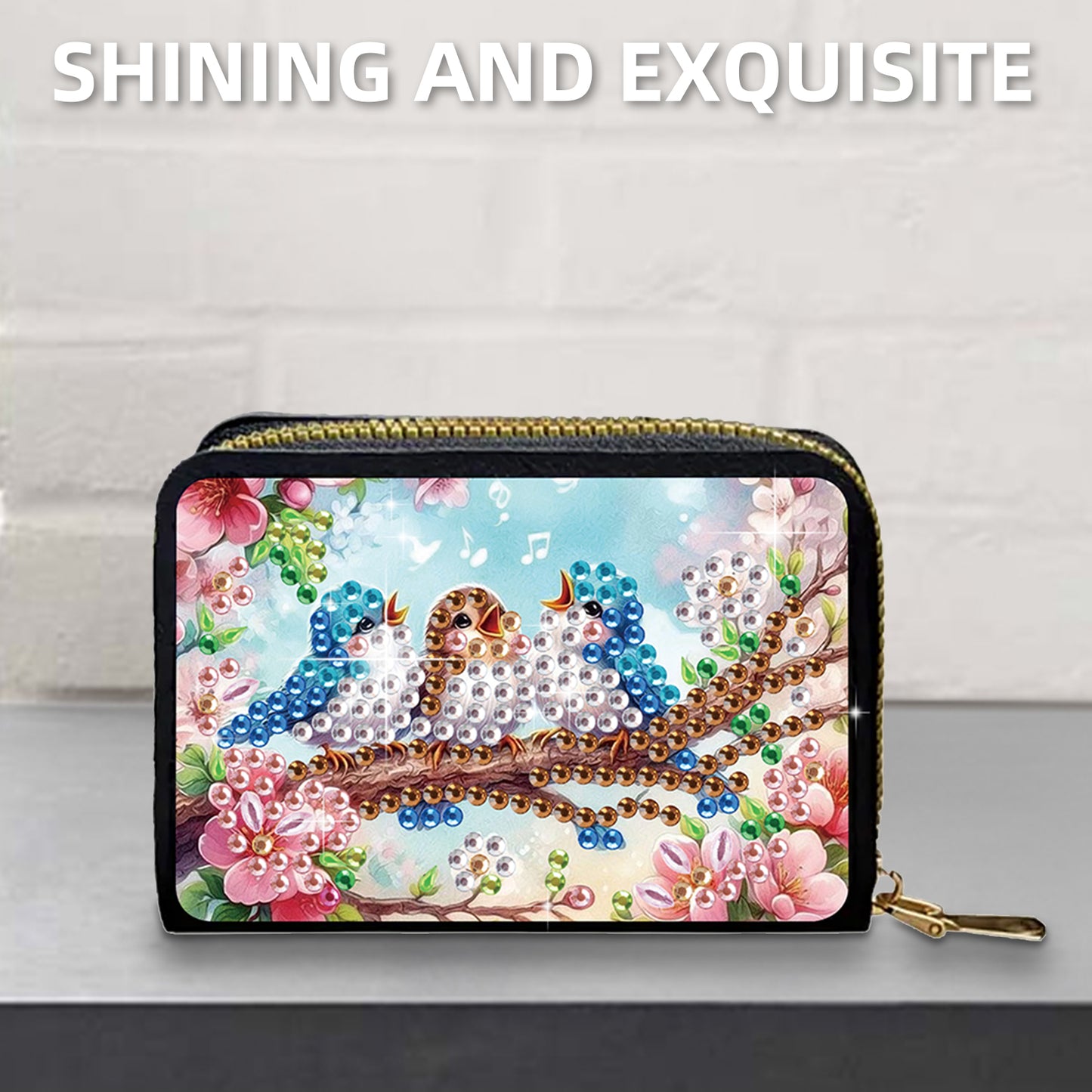 2pcs Cardinal Bluebird Pattern Diamond Painting Fashion Card Holder Coin Purse
