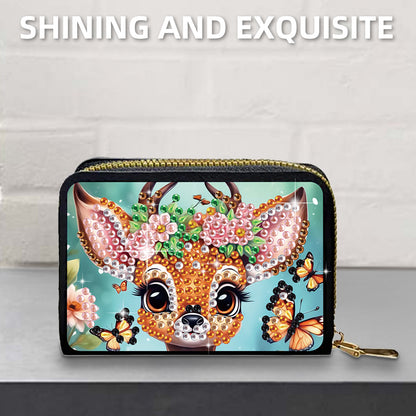 2pcs Flower Deer Pattern Diamond Painting Fashion Card Holder Compact Coin Purse