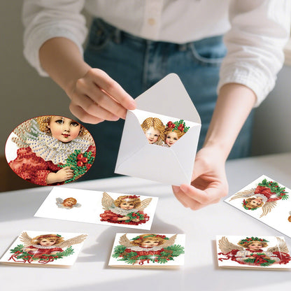 6PCS DIY Diamond Art Greeting Cards Christmas Angel Congratulations Cards Gift