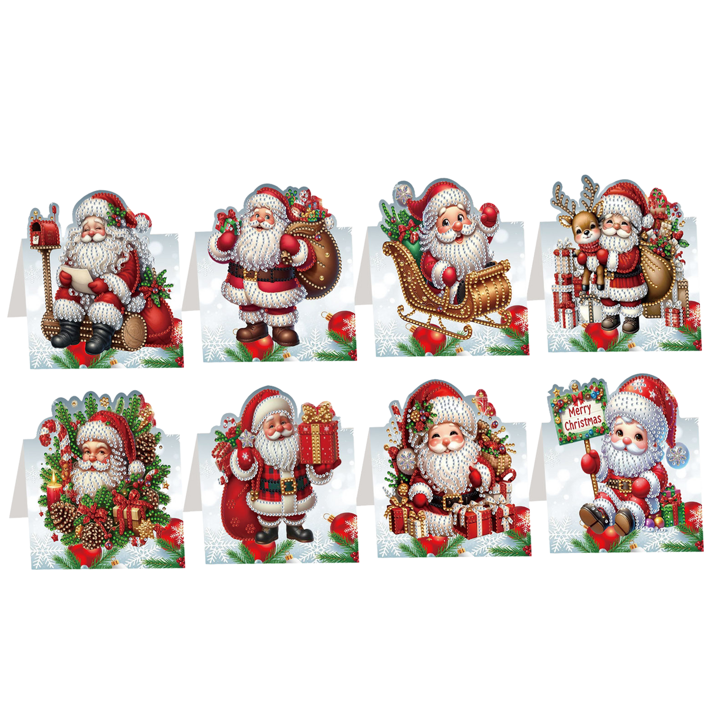 8PCS DIY Diamond Art Greeting Cards Congratulations Cards   Gifts (Christmas)