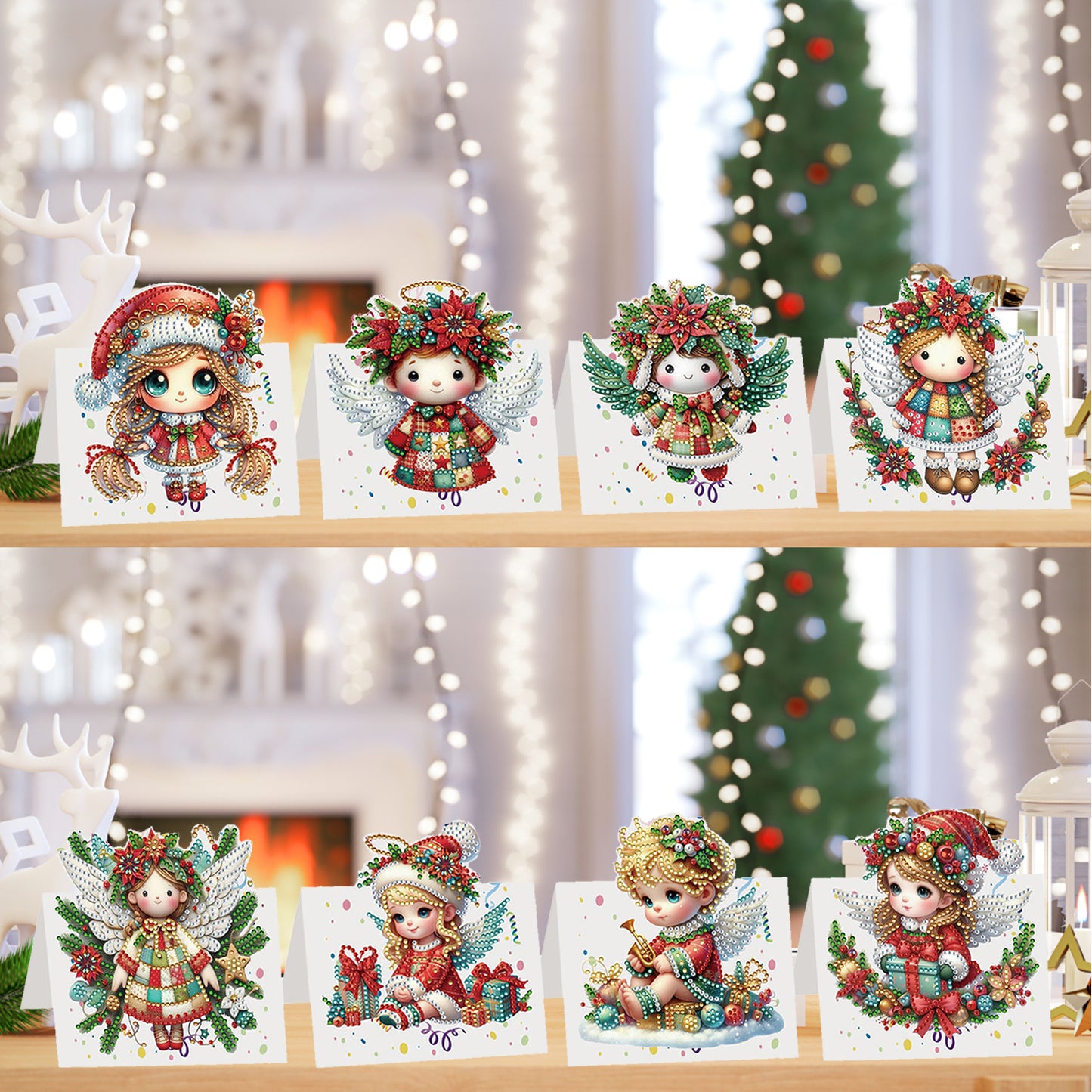 8PCS DIY Diamond Art Greeting Cards Congratulations Cards   Gifts (Christmas)