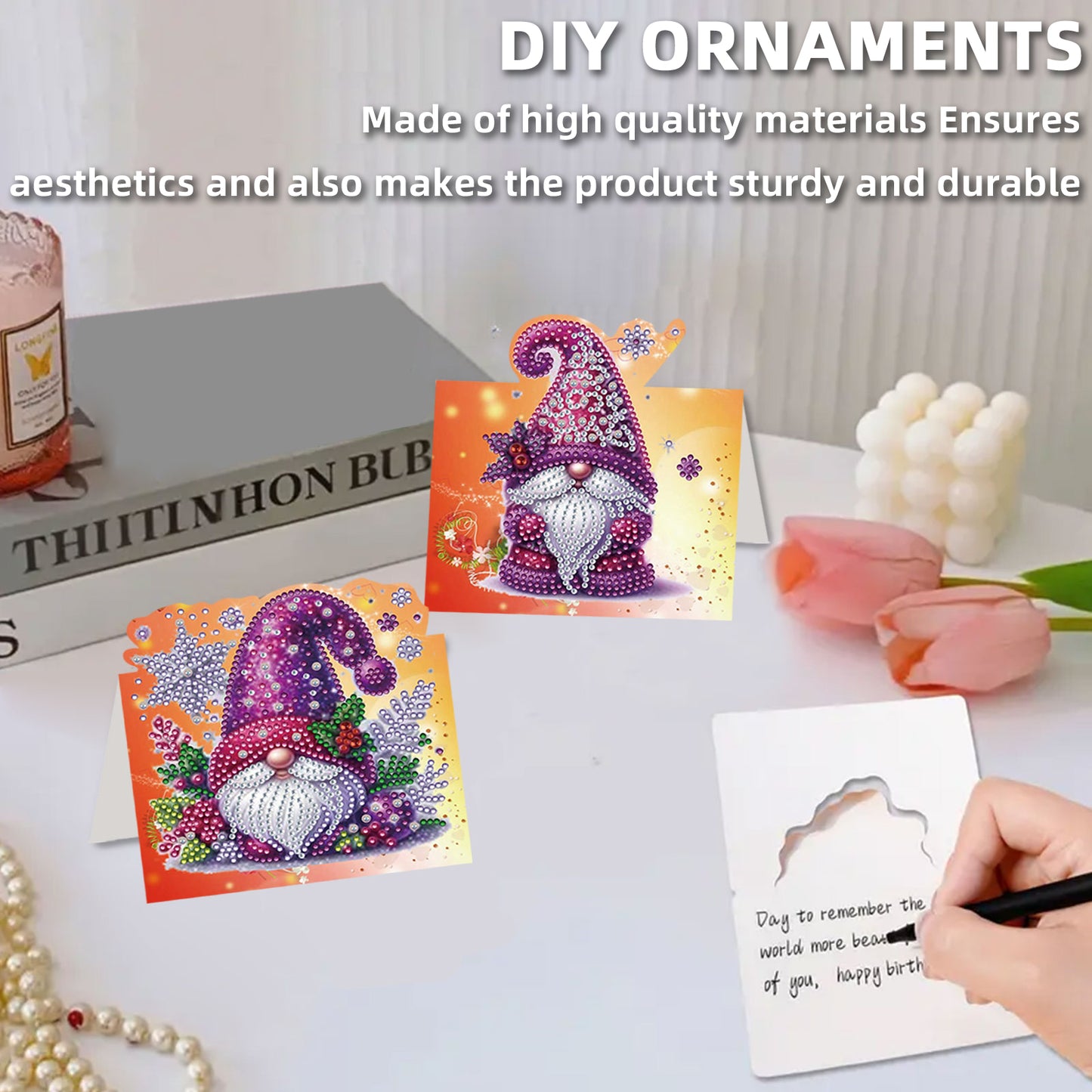 8PCS DIY Diamond Art Greeting Cards Xmas Congratulations Cards   Gifts (Gnome)