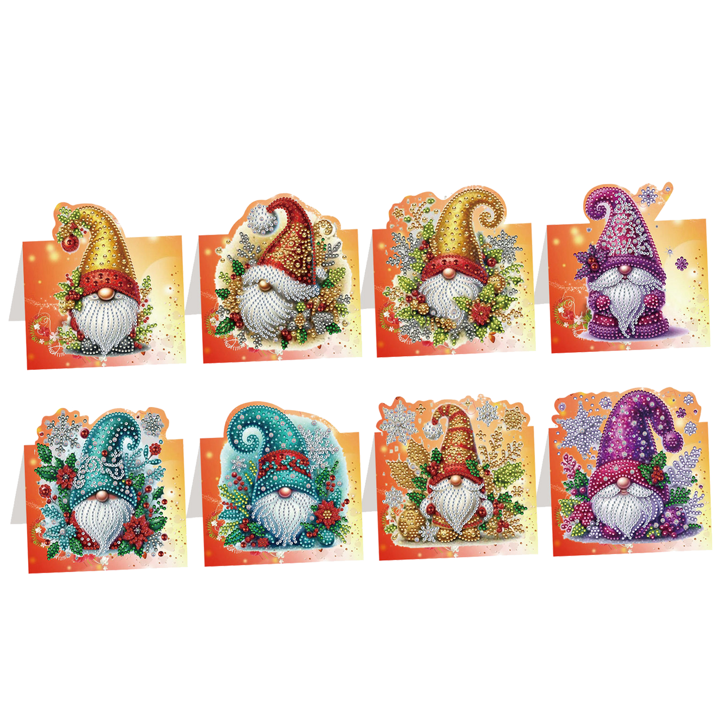 8PCS DIY Diamond Art Greeting Cards Xmas Congratulations Cards   Gifts (Gnome)