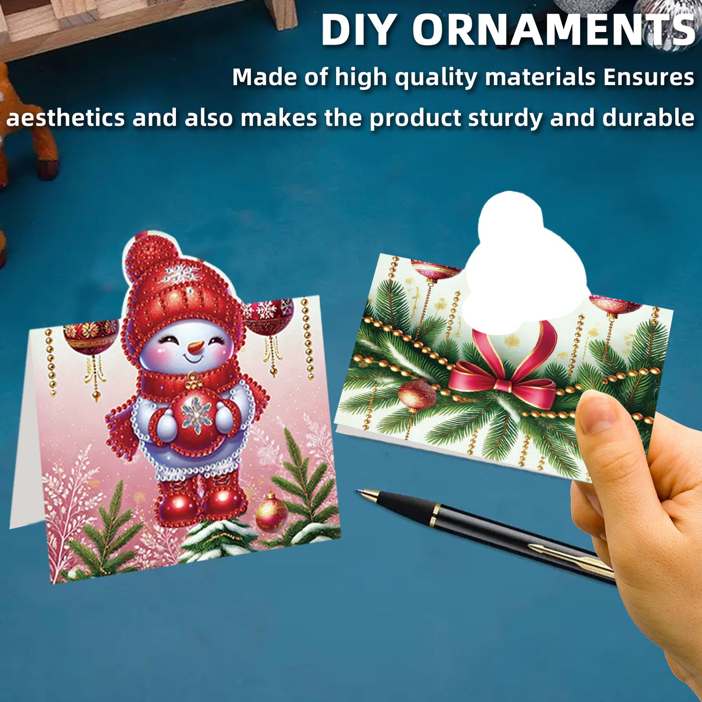 8PCS DIY Diamond Art Greeting Cards Xmas Congratulations Cards   Gifts (Snowman)
