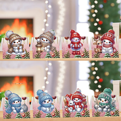 8PCS DIY Diamond Art Greeting Cards Xmas Congratulations Cards   Gifts (Snowman)