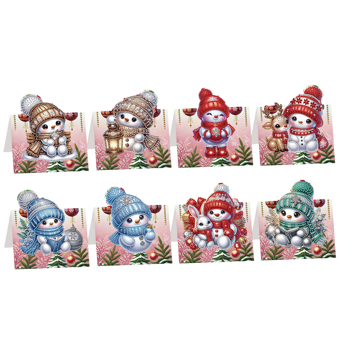 8PCS DIY Diamond Art Greeting Cards Xmas Congratulations Cards   Gifts (Snowman)