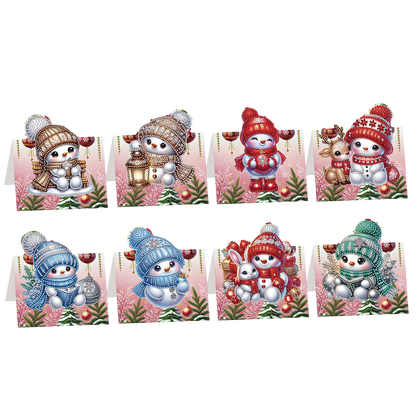 8PCS DIY Diamond Art Greeting Cards Xmas Congratulations Cards   Gifts (Snowman)