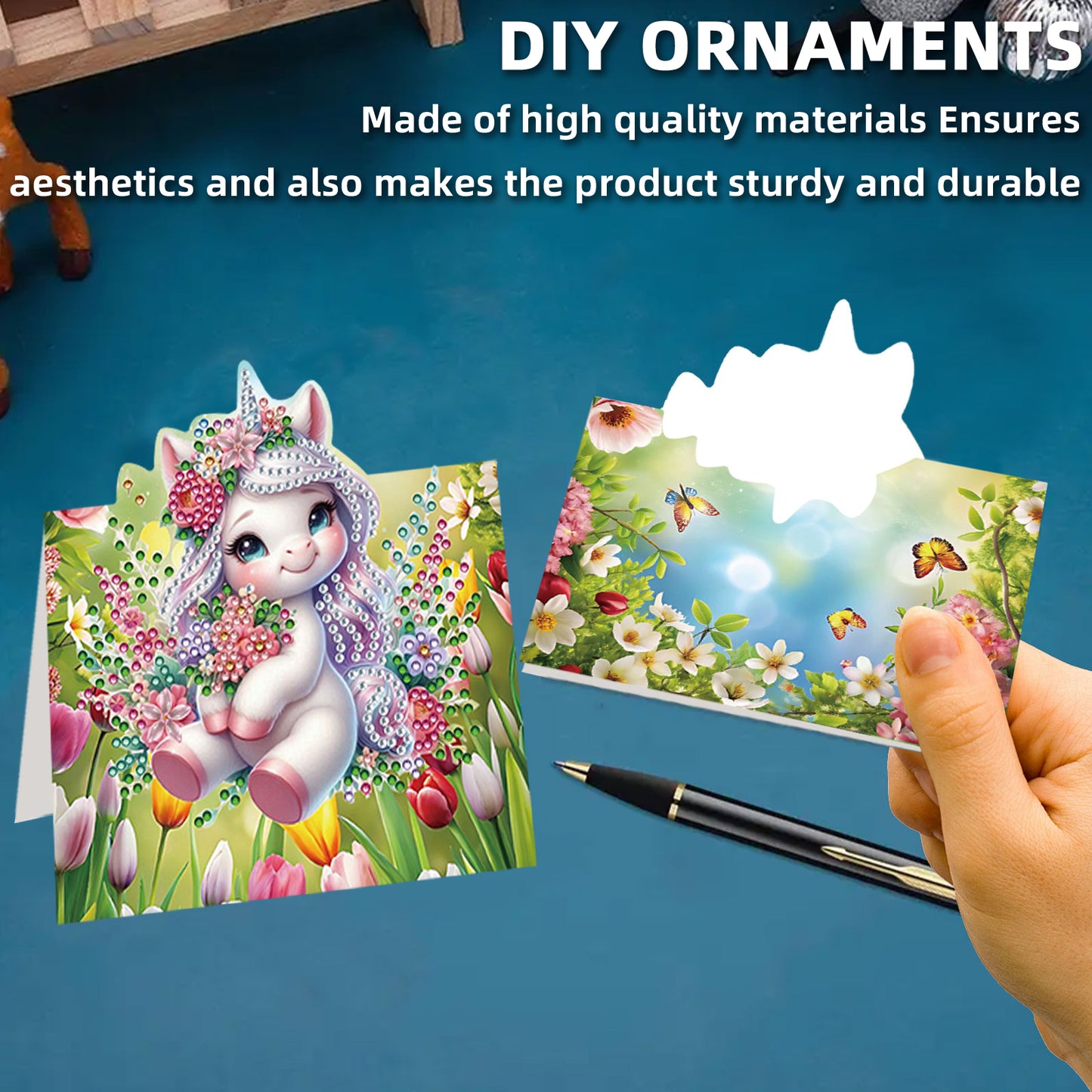 8PCS DIY Diamond Art Greeting Cards Xmas Congratulations Cards   Gifts (Flower)
