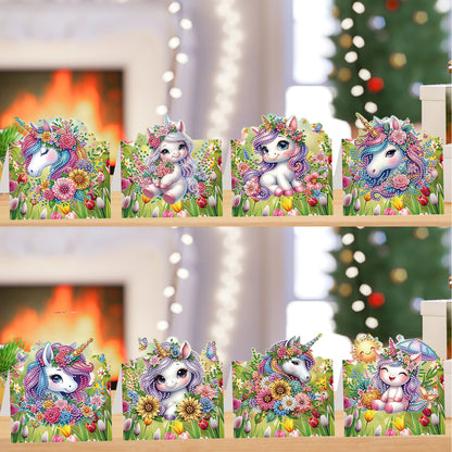 8PCS DIY Diamond Art Greeting Cards Xmas Congratulations Cards   Gifts (Flower)