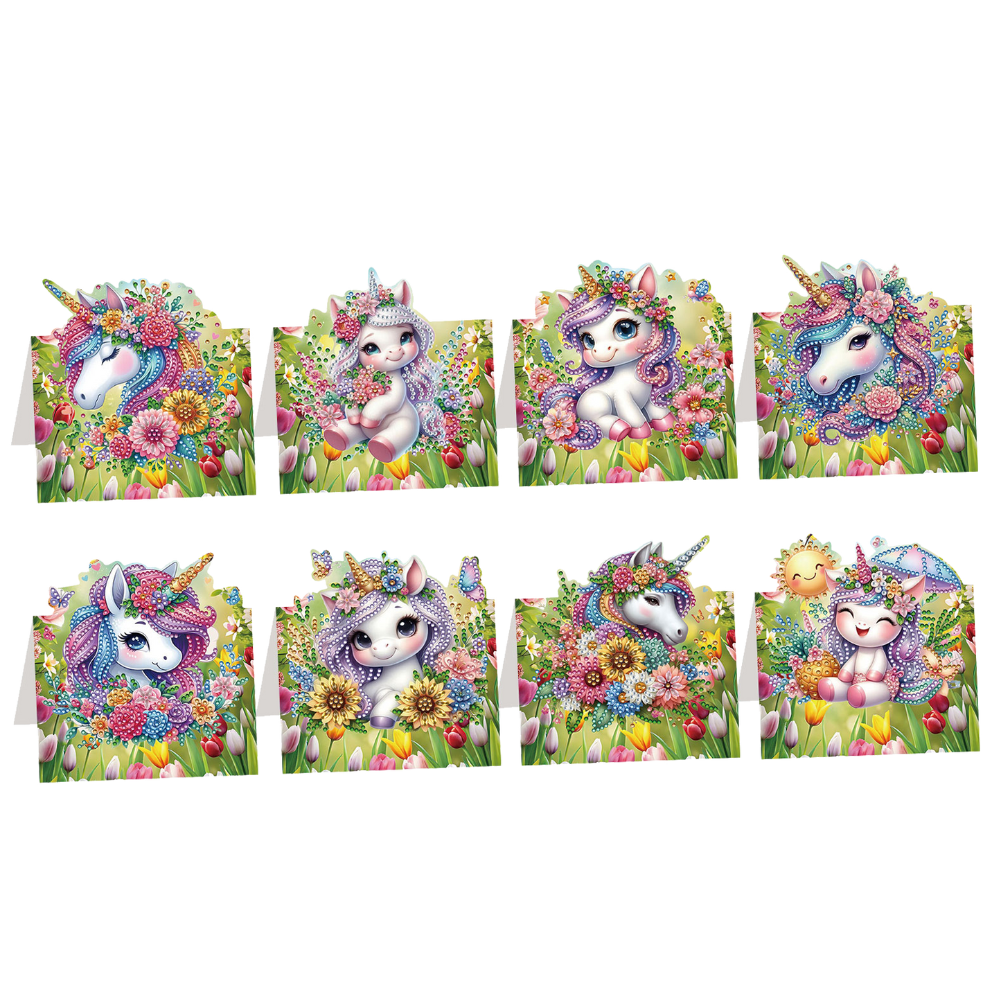 8PCS DIY Diamond Art Greeting Cards Xmas Congratulations Cards   Gifts (Flower)