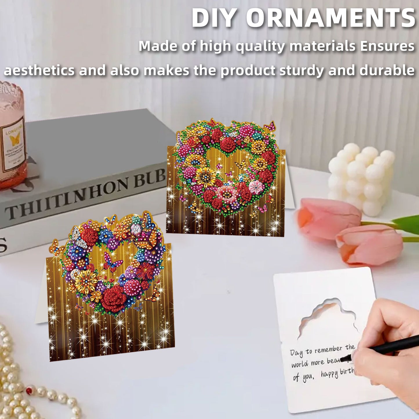 8PCS DIY Diamond Art Greeting Cards Xmas Congratulations Cards   Gifts (Heart)