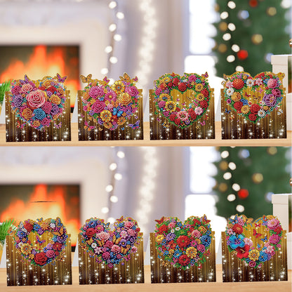 8PCS DIY Diamond Art Greeting Cards Xmas Congratulations Cards   Gifts (Heart)