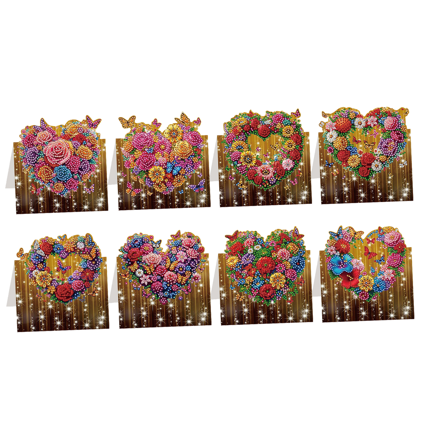 8PCS DIY Diamond Art Greeting Cards Xmas Congratulations Cards   Gifts (Heart)
