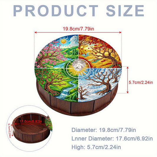 5D DIY Diamond Painting Handmade Storage Box Wood Storage Case (Four Seasons)