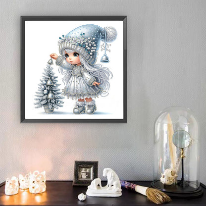 Little Girl In Snow Scene - Special Shaped Drill Diamond Painting 30*30CM