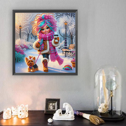 Little Girl In Snow Scene - Special Shaped Drill Diamond Painting 30*30CM