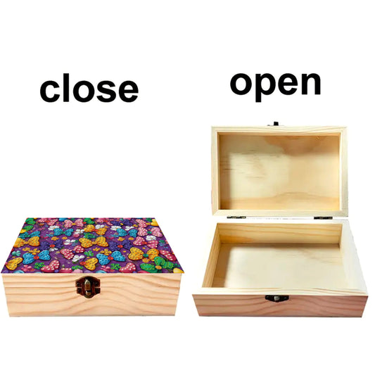5D DIY Diamond Painting Handmade Wood Storage Box Crystal Storage Case (Bow)