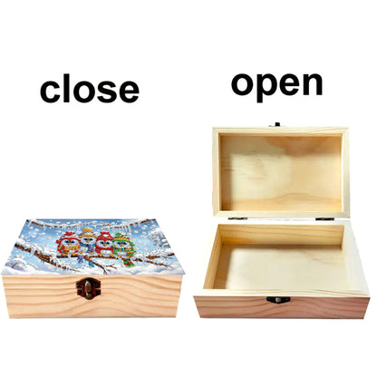 5D DIY Diamond Painting Handmade Wood Storage Box Crystal Storage Case (Owl)